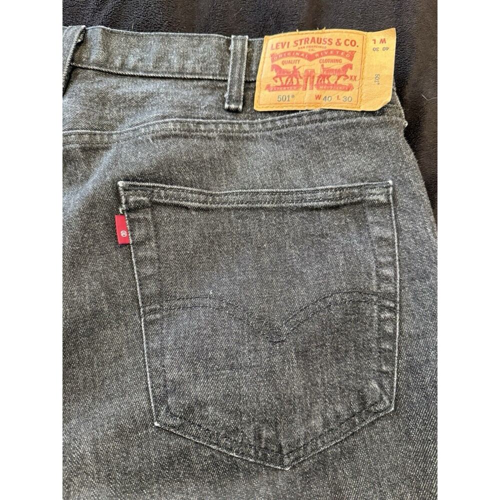 Levis 501 Jeans 40x30 Black Original Straight Leg Button Fly Mens Vintage - Picture 4 of 10